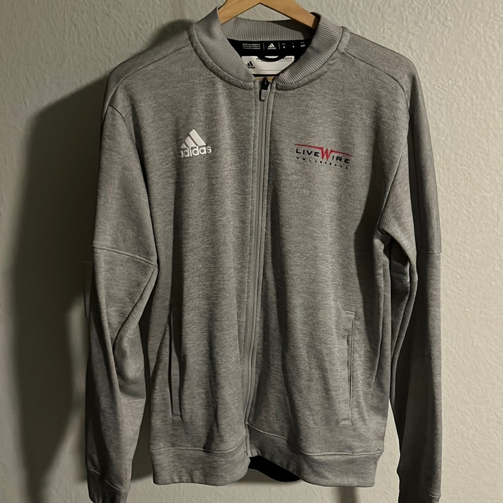 Adidas full zip sweatshirt. Grey. Medium. Worn once.